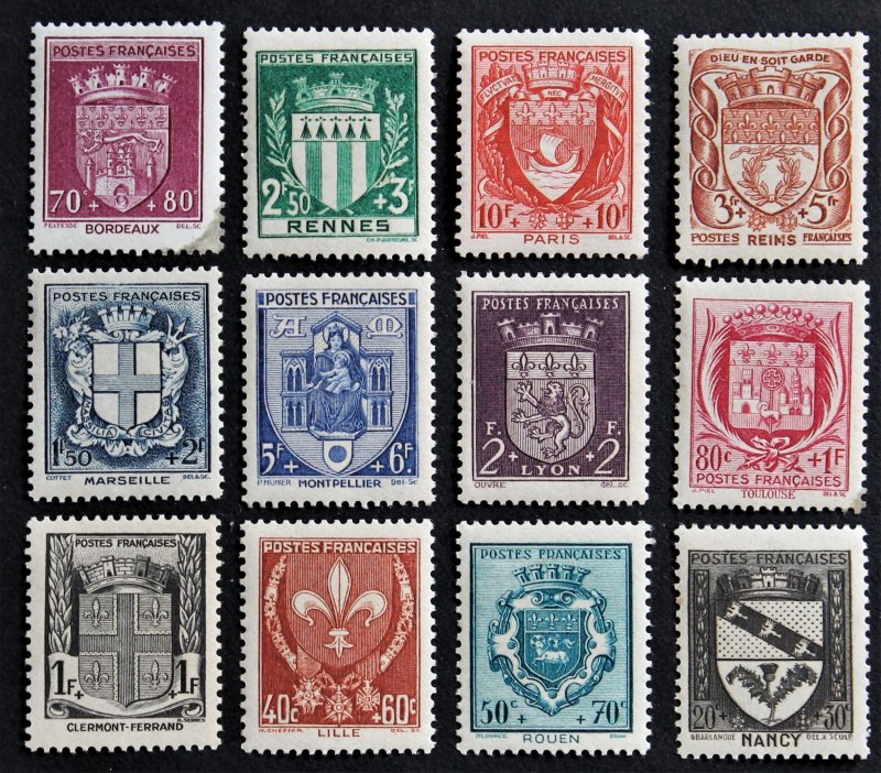 FRANCE #B117-B128 MNH 1941 Semi Postal Coat of Arms