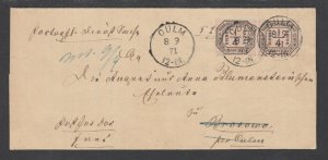 North German Confederation Sc O1 pair on 1871 Official cover, CULM cancels tie 