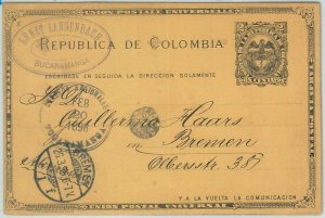 69208 - COLOMBIA - POSTAL HISTORY - STATIONERY CARD H&G # 13a from BUCAMARANGA