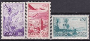 French Morocco 1955 Scott C53-C55 Kares Souk, Rabat & Plane MNH