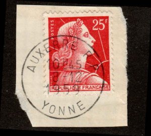 France  #756, Used, Postmark AUXERRE R.P., YONNE, 8-12-1959