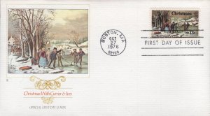 Two Fleetwood Printed Cachet FDCs for the 1976 Winter Pastime Christmas Stamp