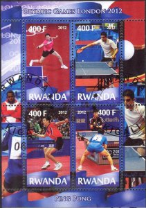 {g062} Rwanda 2012 Olympics Table Tennis sheet Used / CTO Cinderella