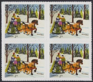 Canada 3257 Christmas Maud Lewis Family and Sled $2.71 block 4 MNH 2020
