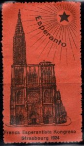 Scarce 1924 France Poster Stamp French Esperanto Congress Strasbourg