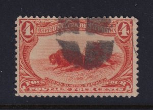 1898 Trans-Mississippi Sc 287 4c orange sound used single, cork cancel CV $25