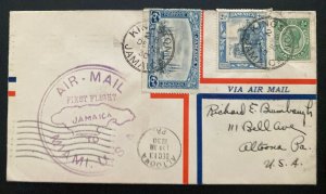 1930 Kingston Jamaica First Flight Airmail  Cover FFC To Altoona PA USA