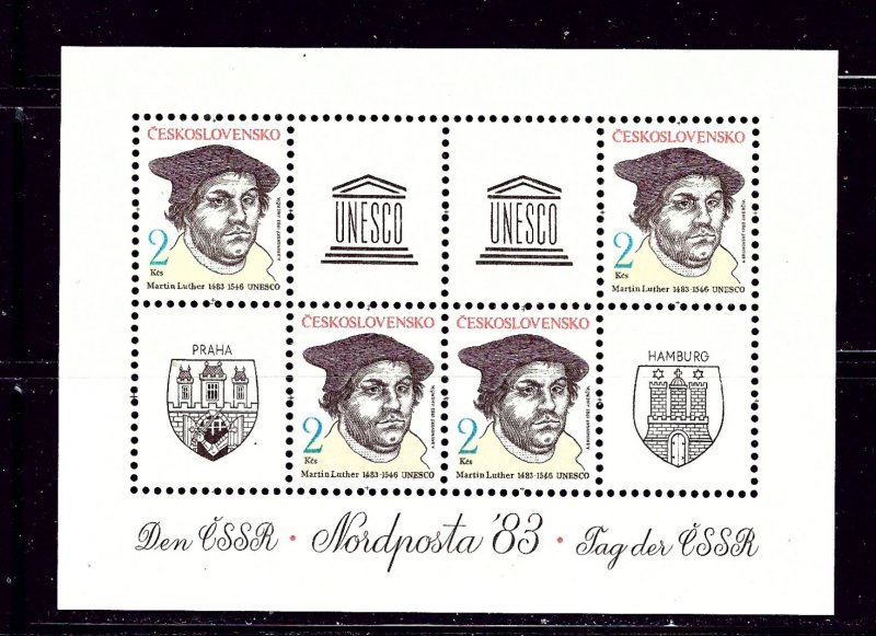 Czechoslovakia 2446a MNH 1983 Martin Luther sheet of 4