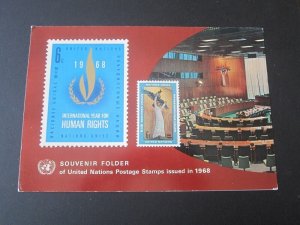 UN Souvenir Folder 1968 MNH stamps issued in New York