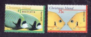 Christmas Is.-Sc#374-5- id4-unused NH set-Angelfish-Marine Life-1995-