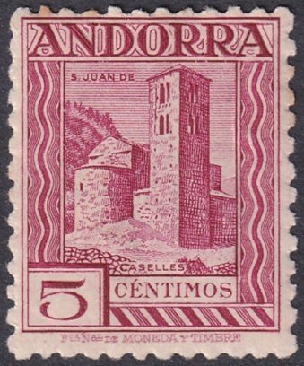 Andorra Spanish 1931 Sc 14a MH* tiny toning spot perf 11.5