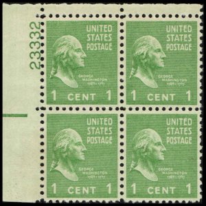 US #804 WASHINGTON MNH UL PLATE BLOCK #23332