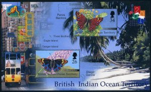 BIOT 229 ab sheet, MNH. New Year 2001, Year of the Snake, Butterflies.