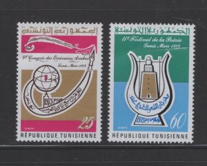 Tunisia #594-95 (1973 Arab Writers set) VFMNH  CV $0.75