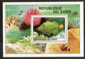 ZAIRE 981a MNH S/S SCV $4.75 BIN $3.00 MARINE LIFE