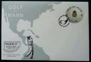 *FREE SHIP Isle Of Man Golf 1997 Sport Outdoor Games (FDC) *round shape *unusual
