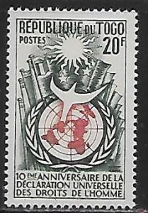 Togo 347 1958 Human Rights single MNH