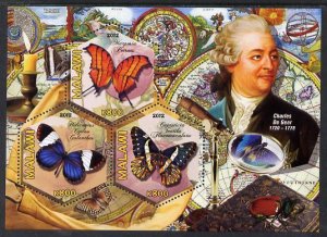 MALAWI - 2012 - Butterflies, Charles de Geer - Perf 3v Sheet - MNH-Private Issue