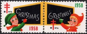 WX192 Christmas Seal Pair (1958) MNH