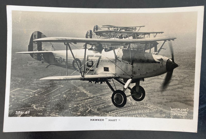 1941 England Real Picture Postcard Cover Hawker hart In Flight 