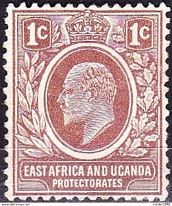 EAST AFRICA & UGANDA 1907 KEDVII 1c Brown SG34 MH