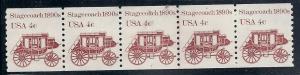 US#1898A  4c Stagecoach strip of 5- plate 3  (MNH) CV $1.10