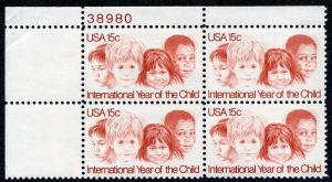 Scott #1772 - Year of the Child - Plate Block - MNH