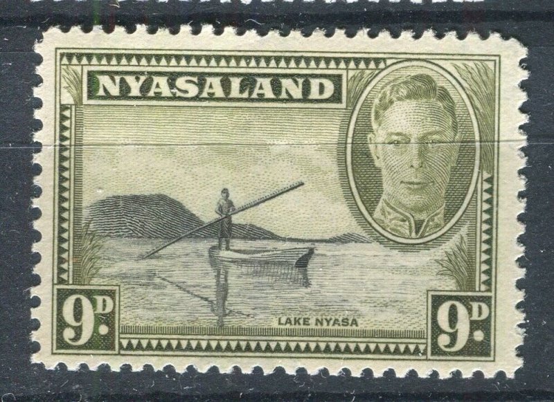 NYASALAND; 1940s early GVI Pictorial issue fine Mint hinged 9d. value