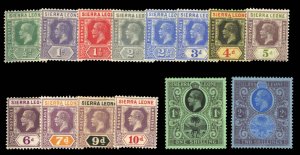 Sierra Leone #122-135 Cat$80, 1921-27 George V, complete set to 2sh, hinged