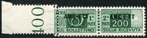 Parcel Post Lire 200 perforated left strongly shifted to the right