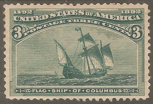 US Sc# 232 MNH FVF Crease GD Flag & Ship of Columbus