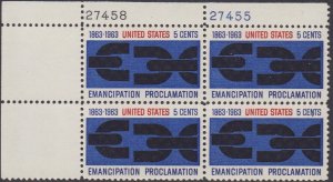 1233 Emancipation Proclamation Plate Block MNH