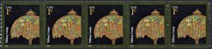 SC#3758A 1¢ Tiffany Lamp Plate Strip of Five: #S11111 (2008) MNH