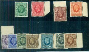 GREAT BRITAIN #210-20, King George V. Complete set, og, NH, VF, Scott $106