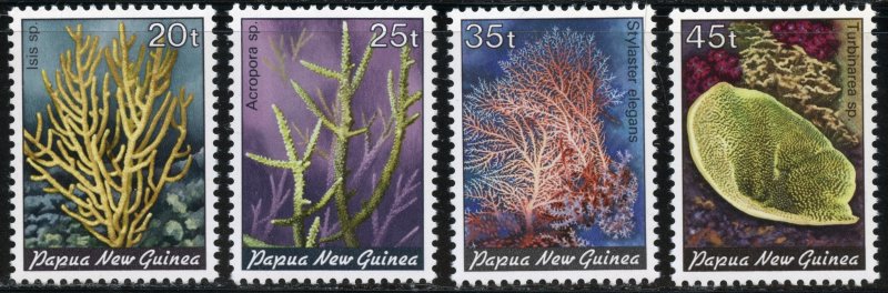 Papua New Guinea Scott 588-91 MNHOG - 1983 Corals Set - SCV $6.10