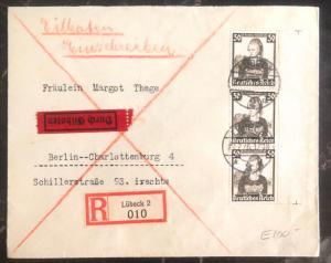 1936 Lubeck Germany Registered Cover To Berlin