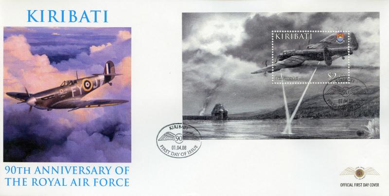 Kiribati Aviation Stamps 2008 FDC RAF Royal Air Force 90 Dambusters 1v M/S 