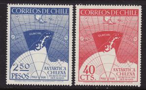 Chile #247-48 F-VF Mint NH ** Map of Antarctic Territory