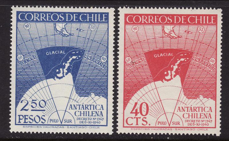 Chile #247-48 F-VF Mint NH ** Map of Antarctic Territory