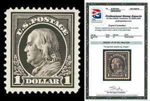 Scott 423 1912 $1.00 Violet Brown Franklin Mint Graded VF-XF 85J H with PSE CERT