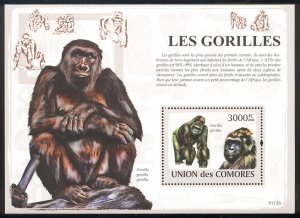 Comoro Islands - 2009 s/s of 1 Gorillas #1074 cv $ 15.50 Lot # 82