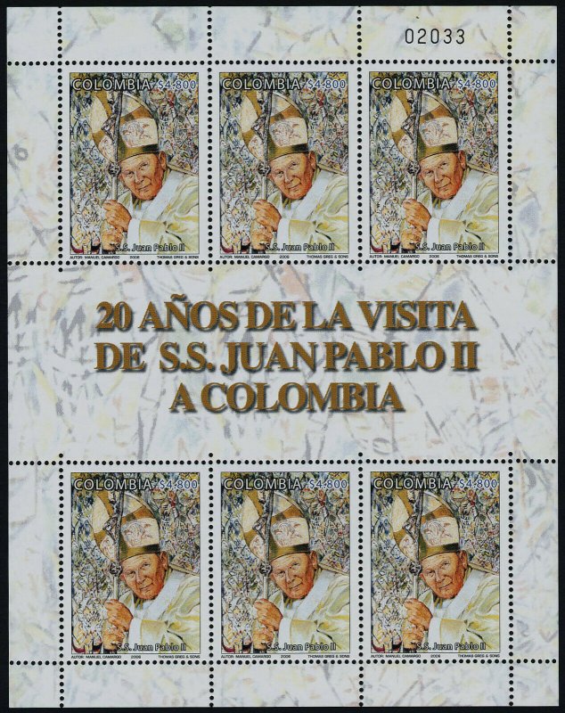 Colombia 1260 sheet MNH Pope John Paul II