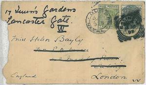 POSTAL HISTORY : front of cover -  NATAL to LONDON 1897