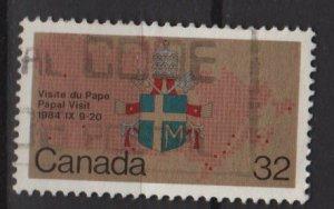 Canada 1984 Scott 1030 used - 32c, Papal visit