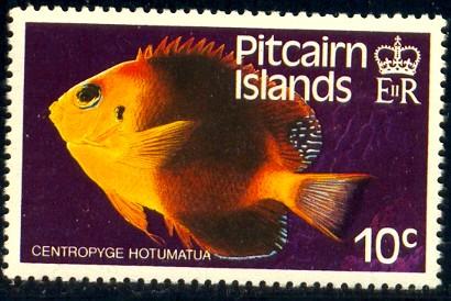 Fish, Blackear Angelfish, Pitcairn Islands stamp SC#235 MNH