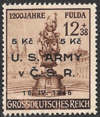 US ARMY IN CZECHOSLOVAKIA 1945 Private Contemporary Issue on Germany Stamp FAULT