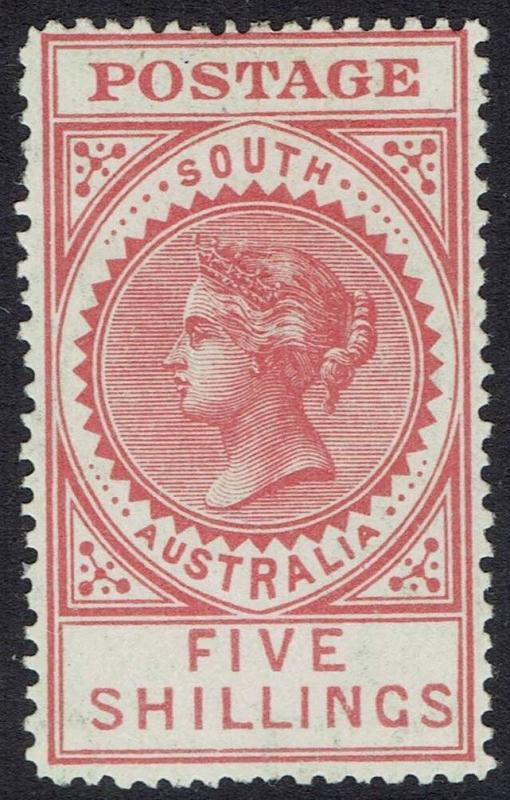 SOUTH AUSTRALIA 1906 QV THICK POSTAGE 5/- WMK CROWN/A 