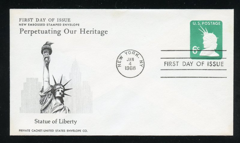 US U551 6 cent envelope - Liberty head UA U.S. Envelope Company cachet FDC