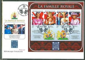 TOGO  2015 THE ROYAL FAMILY KATE, WILLIAM  DIANA LONDON 2015 STAMP EXPO SHEET FD