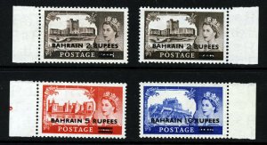 BAHRAIN QE II 1957-58 Surcharged Type II Castles Set SG 94a to SG 96a + 94 MNH